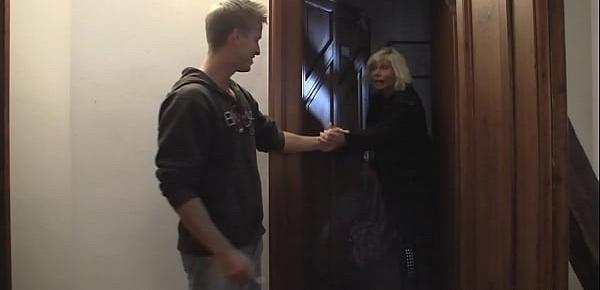 Guy fingers and doggy-fucks old blonde neighbor